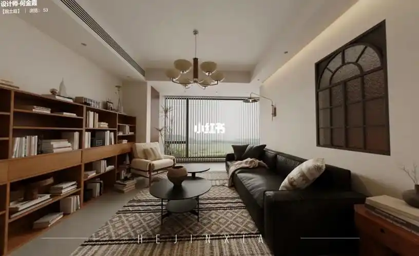 沙发后面是书房,刚好这个区域有一小部分是非承重墙区域,开了一个小