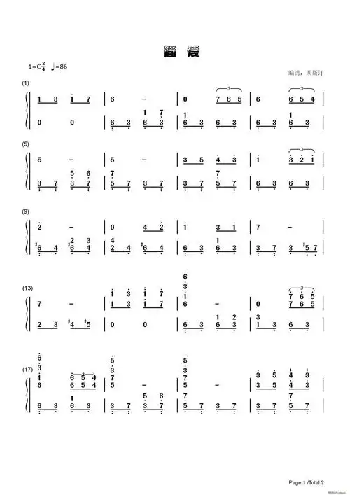 钢琴双手 《简爱》 歌谱简谱网