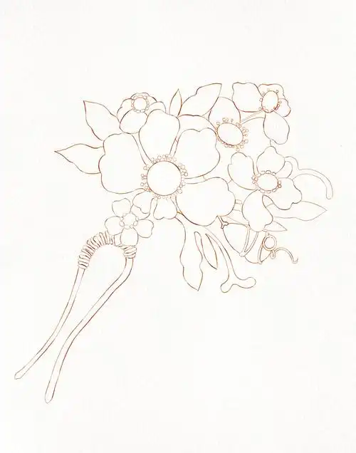 水彩插画|古风首饰|点翠发簪