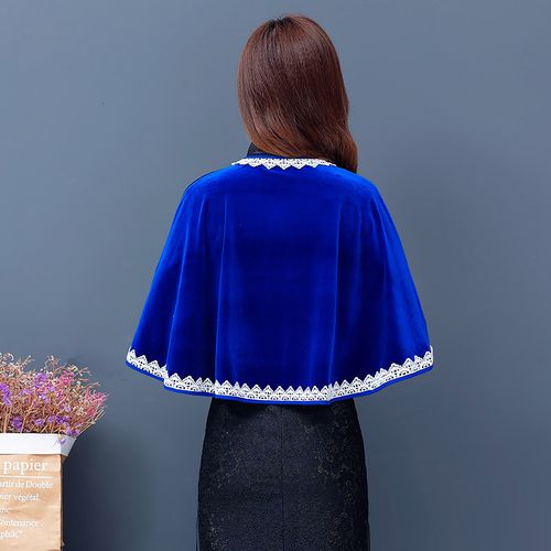 旗袍外搭女春秋妈妈披肩外套金丝绒秋冬小斗篷优雅中老年短款披风