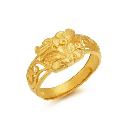 【2018新品】明牌珠宝黄金戒指 传家金系列麒麟献瑞足金戒指