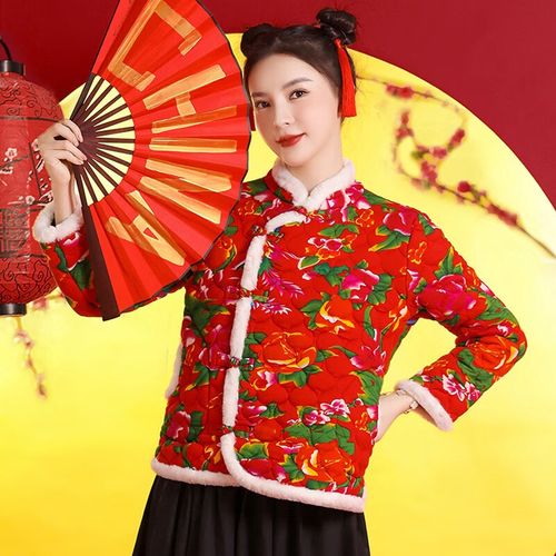 皮尔卡丹东北大花棉袄女冬年轻款村姑农村时尚网红小碎花秋中国风外套