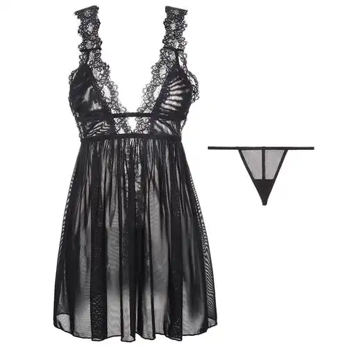 未满性感睡衣女蕾丝吊带睡裙美背透视网纱短裙情趣私房睡衣老公裙