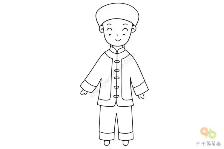 少数民族水族男孩简笔画