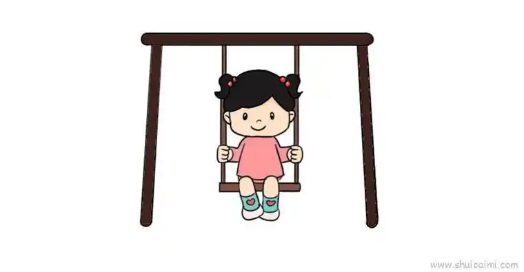 小孩子荡秋千简笔画爱人