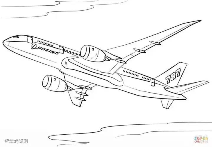 波音787飞机线稿图片