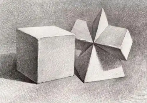 素描石膏几何体组合画法石膏几何体组合素描教程
