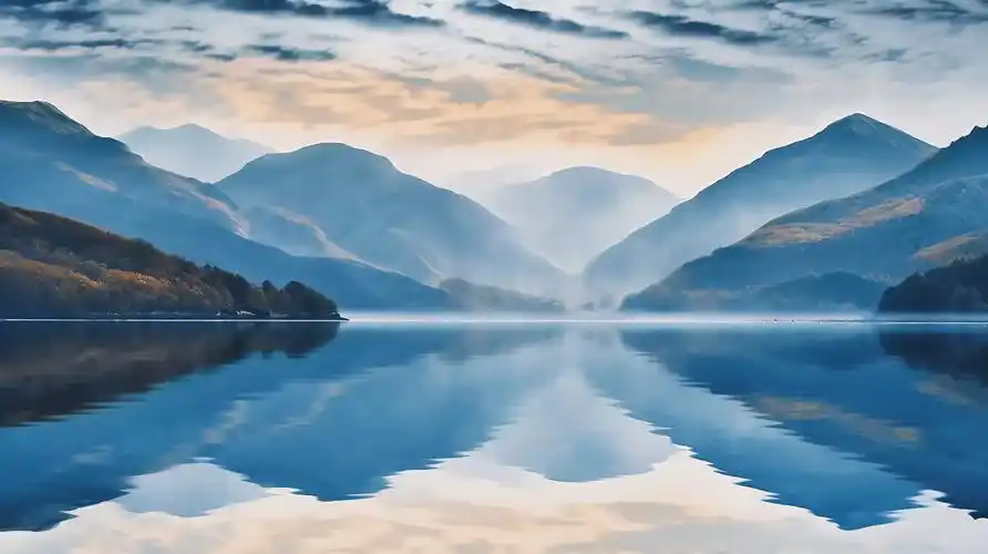 山和水中的倒影画面对称山水画山水意境自然景色山湖风景旅游宣传清新