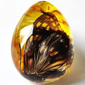 姬幻虎年天然昆虫标本昆虫蝎子蝴蝶蜘蛛螃蟹琥珀水滴吊坠百搭挂件金色