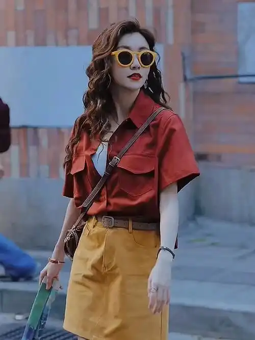 设计高级感小众炸街港风衬衫女士夏轻熟法式穿搭显瘦上衣 - 17网