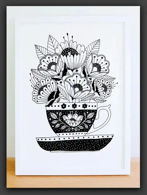 线描素材黑白画意一组唯美的绘画线描装饰画欣赏