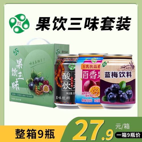 饮料礼盒蓝莓味百香果味酸角味罐装组合果味饮品混合装整箱包邮