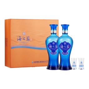 洋河蓝色经典 海之蓝480ml 口感绵柔浓香型白酒 52度 480ml*2瓶 礼盒