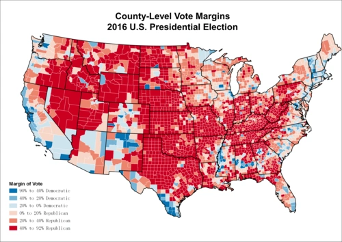 qgis绘制主题地图美国大选县级投票分布图