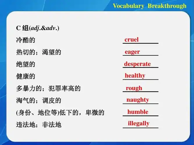 英语选修7外研版module3课件ppt:导学案4【11张】(词汇过关)