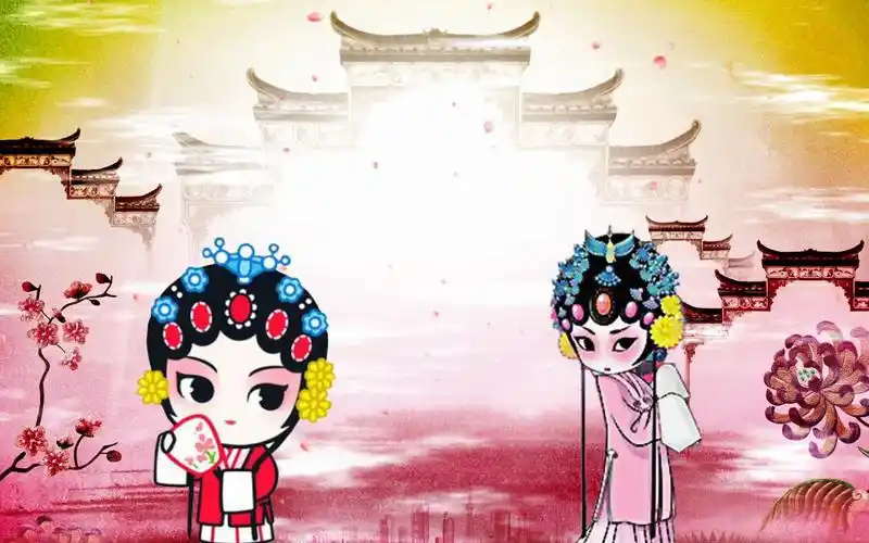 中国传统文化京剧小花旦戏曲背景年会舞台表演led背景视频3933604