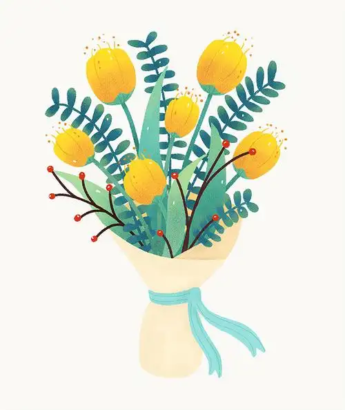 板绘植物小插画《花束》