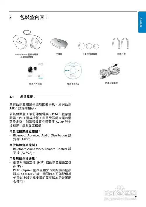 philips tapster shb7110蓝牙耳机说明书:[1]