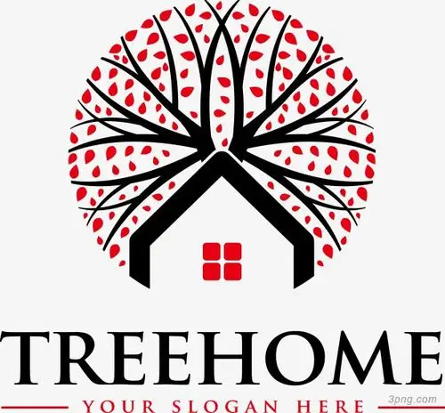 圆形抽象大树logo矢量