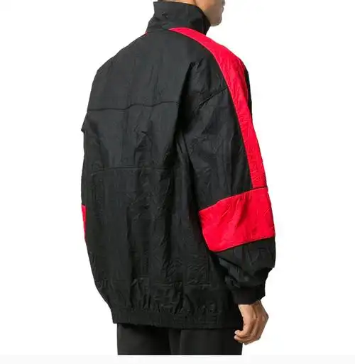 balenciaga巴黎世家奢侈品男装男士黑红撞色夹克外套黑色48