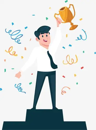 领奖台上欢呼的人