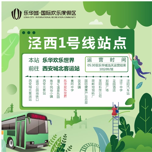 协调泾西1号线公交在乐华城新开"乐华欢乐世界","乐华城·88℃温泉