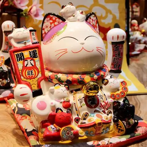 店铺大号招财猫日式摇摆件家居陶瓷存钱罐开业自动招手礼品