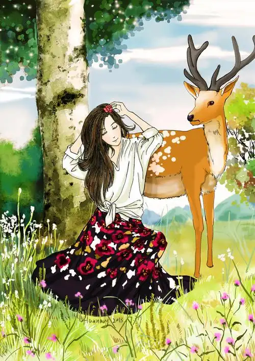 少女与鹿