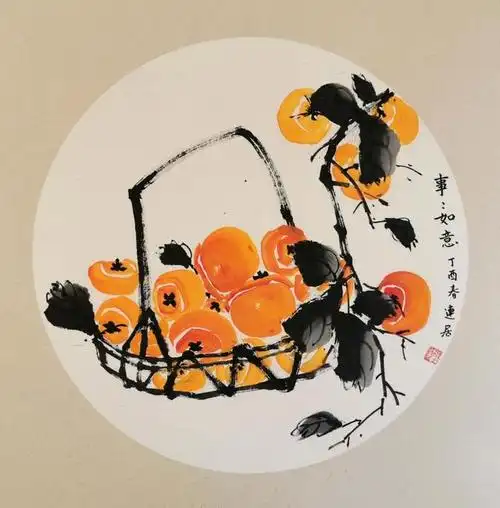 柿柿如意——秋日柿子国画小品欣赏(图)