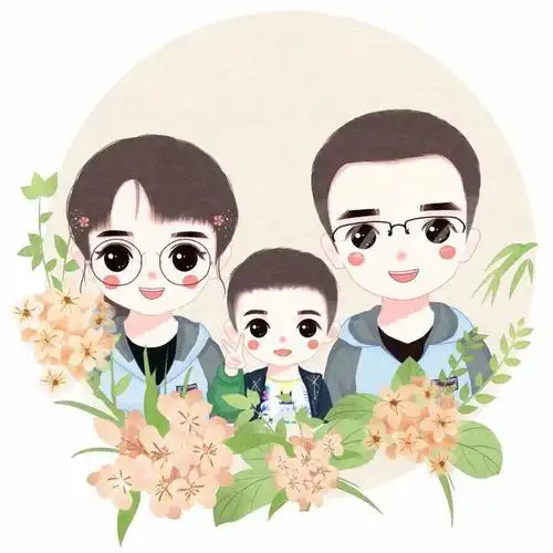 一家三口头像,用手绘头像记录美好瞬间,你喜欢吗?