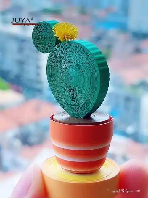 衍纸制作技巧分享31迷你仙人掌立体盆栽