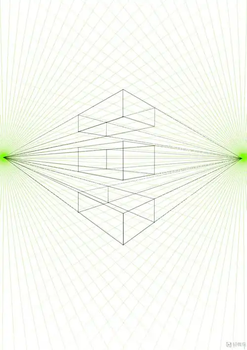 临摹两点透视正方体—美术基础两点透视的训练