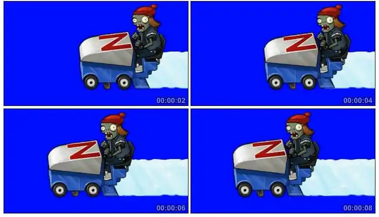 植物大战僵尸雪橇车僵尸开车后期抠像