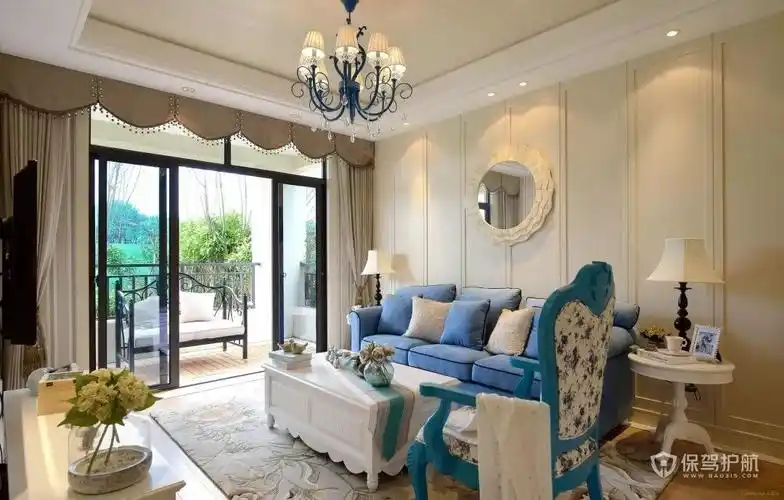 三室一厅白色简约风格客厅装修效果图