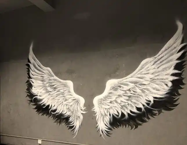 翅膀合拍手绘餐饮店背景墙