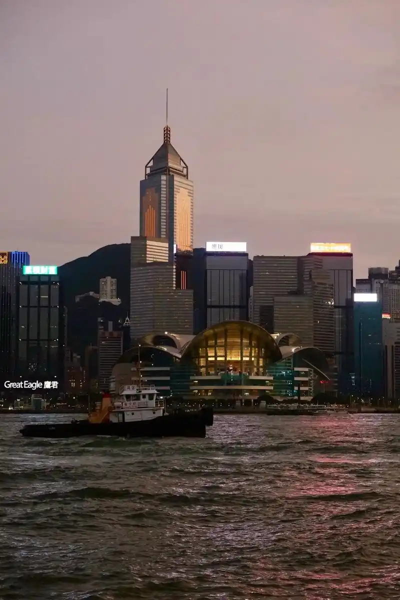 黄昏时分的维多利亚港 比镜头里好看太多 高楼大厦9515灯火通明