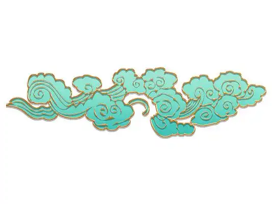 碧绿色金边立体祥云浮雕png素材中秋祥云