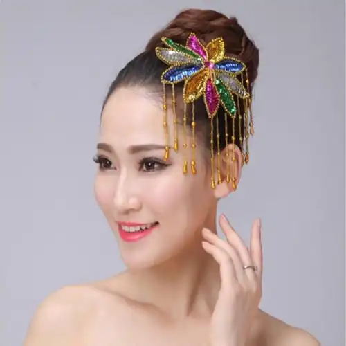 舞蹈头饰舞蹈现代舞台演出服头花民族风头饰秧歌服广场舞头饰饰品