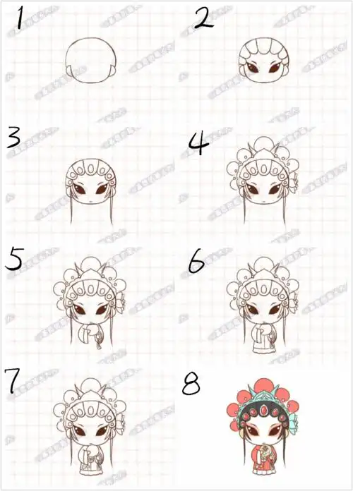 京剧花旦简笔画有头饰的(简笔画图片大全) -【爱个性】