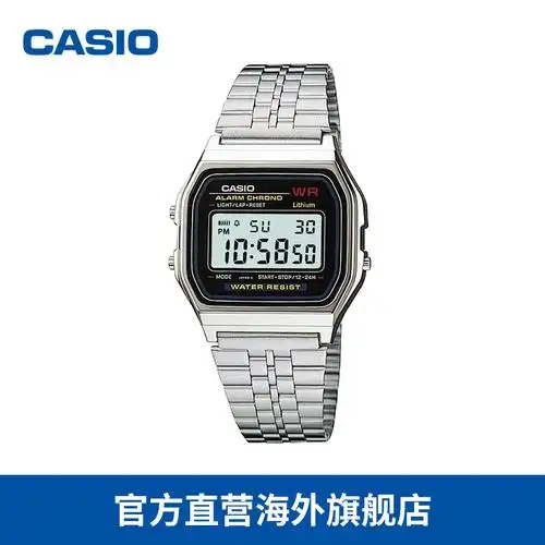 casio/卡西欧 小银表简约防水复古小方块电子手表a159wa-n1df