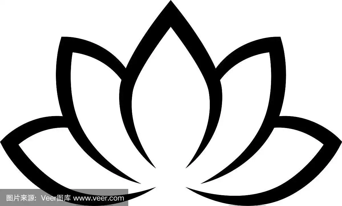 黑色书法莲花盛开瑜伽符号