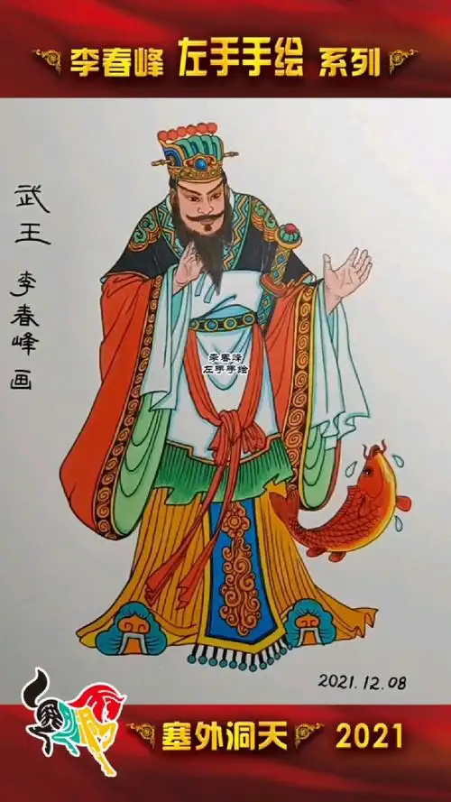 李春峰左手手绘姬发又称周武王封神演义主要人物之一