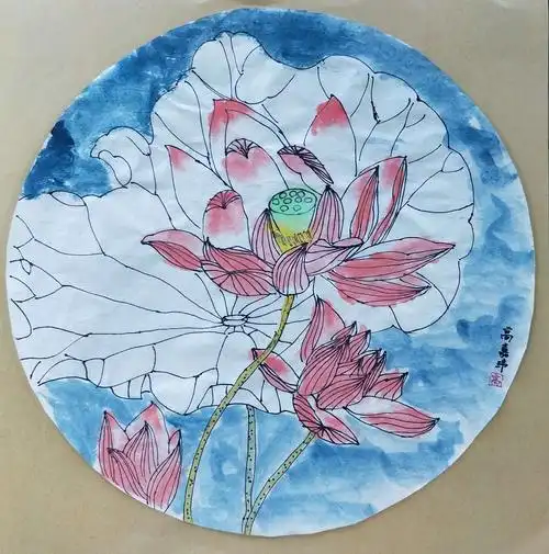 枣庄少儿美术中心立新校区中级班周末作品《水墨荷花》