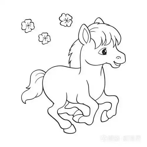 可爱的卡通马在白色背景为儿童版画t恤彩色书有趣和友好的性格的孩子