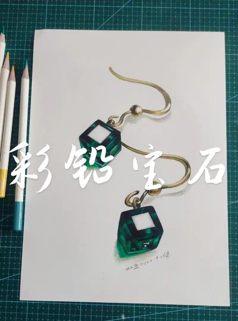彩铅珠宝手绘#爱画画的双鱼 #彩铅 #画画 #珠宝 - 抖音