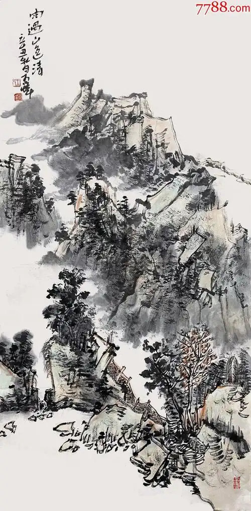 所有作品保真王可峰山东省美协会员名家手纯真迹三尺水墨写意山水画12