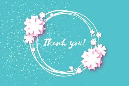 谢谢你的文本谢谢你,可爱剪纸卡.折纸花的蓝色背景.文本的方框.