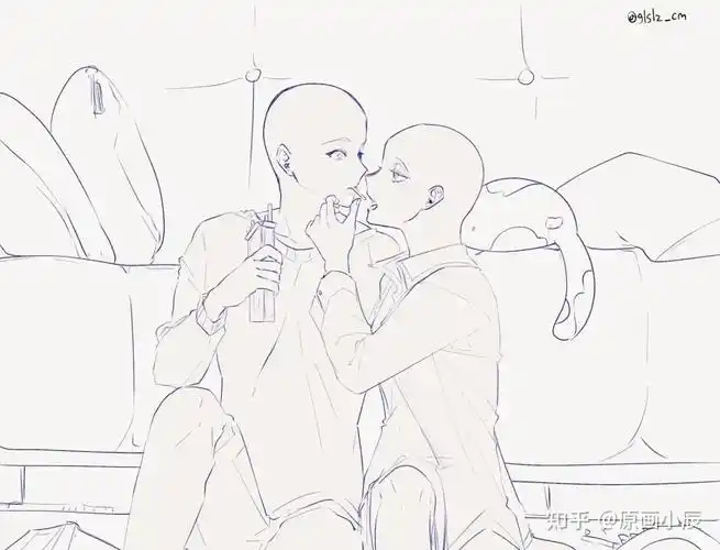 绘画参考春天谈一场甜甜的恋爱吧情侣cp双人互动姿势画本必备