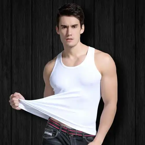 欧派马车  莱卡棉男士夏季背心打底百搭纯棉吊带窄肩盒装青年男