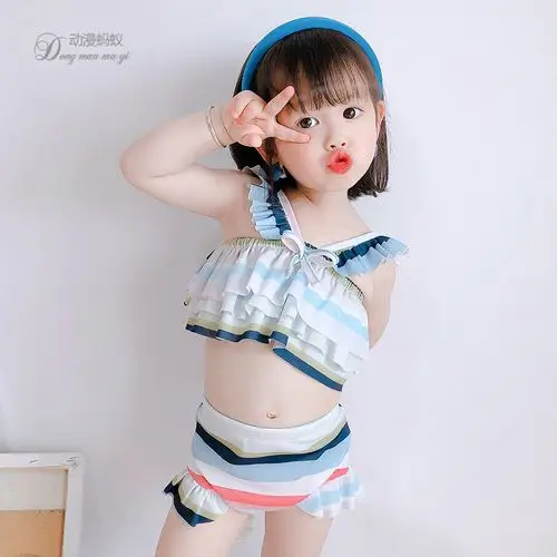 女童泳衣分体新款宝宝沙滩游泳衣套装洋气小女孩夏季速干儿童泳衣